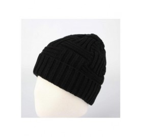 Skullies & Beanies Fleece Lined Knit Beanie Winter Hat Slouchy Watch Cap HZ50031 - Black - CO18L82OHG9 $15.73