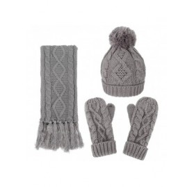 Skullies & Beanies Women's 3 Piece Winter Set - Knitted Beanie- Scarf- Gloves - Grey 1 - CI18L2TYMZE $20.21