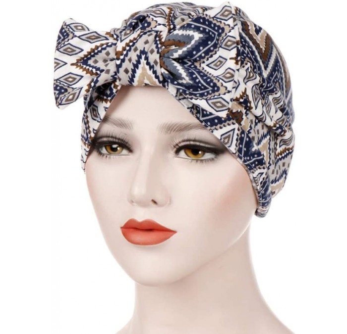 Skullies & Beanies Women Bowknot Muslim Ruffle Cancer Chemo Hat Beanie Beading Turban Head Wrap Cap (Gray -1) - Gray -1 - CB1...