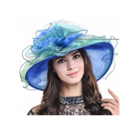 Sun Hats Womens Kentucky Derby Church Dress Wedding Floral Tea Party Hat S056 - 1 Blue/Green - C811X5YM693 $49.52