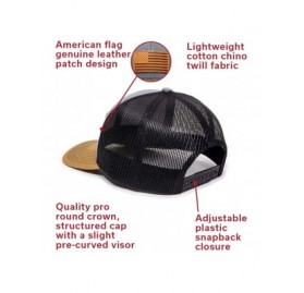 Baseball Caps American Flag USA Genuine Leather Patch Mesh Back Trucker Hat - Adjustable Snapback Baseball Cap for Men & Wome...