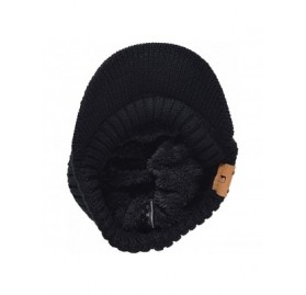 Skullies & Beanies Men Stripe Knit Visor Beanie Hat for Winter - Black Cable - CW18IT3GEER $8.06