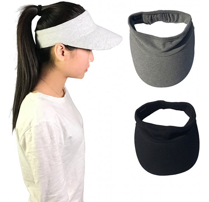 Visors Elastic Sun Hat Visors Hat for Women Men in Outdoor Sports Jogging Running Tennis - Black - CX18E8SURQ9 $16.43