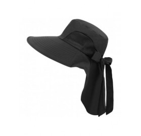 Sun Hats Women's UPF 50+ UV Sun Protective Travel Friendly Foldable Bucket Sun Hat - Black - CW18EW9HLSZ $13.42