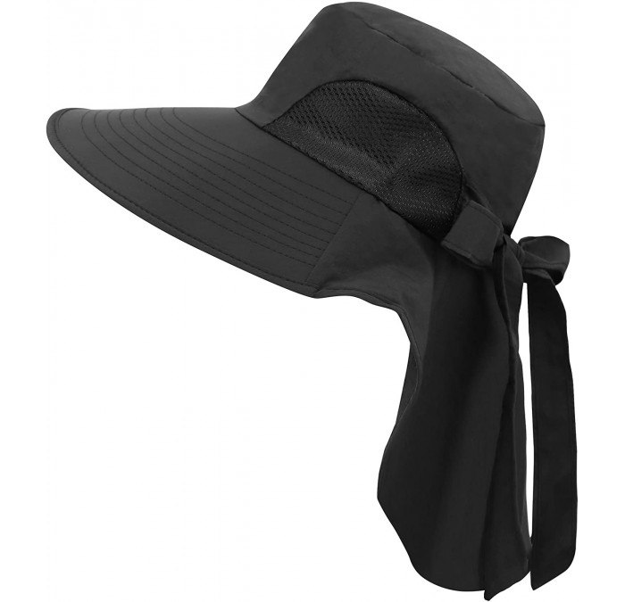 Sun Hats Women's UPF 50+ UV Sun Protective Travel Friendly Foldable Bucket Sun Hat - Black - CW18EW9HLSZ $30.39