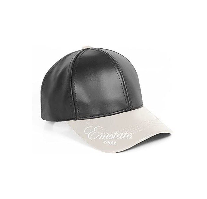 Baseball Caps Genuine Cowhide Leather Adjustable Baseball Cap Made in USA - Black/White - CJ12K5GVBAR $36.22