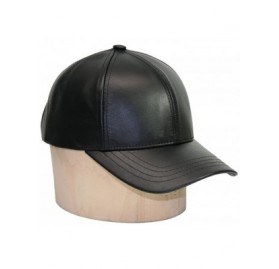 Baseball Caps Genuine Cowhide Leather Adjustable Baseball Cap Made in USA - Black/White - CJ12K5GVBAR $22.93