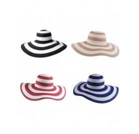 Sun Hats Floppy Wide Brim Straw Hat Women Summer Beach Cap Sun Hat - Red and White Striped - CP18DQZDAOT $9.63