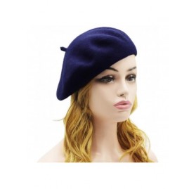 Berets Wool Beret Hat-Solid Color French Style Winter Warm Cap for Women Girls Lady - Navy Blue - CF18DKEX0ZS $13.23