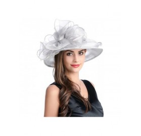 Sun Hats Women's Kentucky Derby Sun Hat Church Party Wedding Dress Organza Hat - Grey - C818CSNM735 $13.29