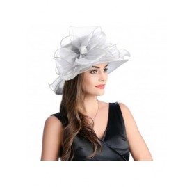 Sun Hats Women's Kentucky Derby Sun Hat Church Party Wedding Dress Organza Hat - Grey - C818CSNM735 $13.29
