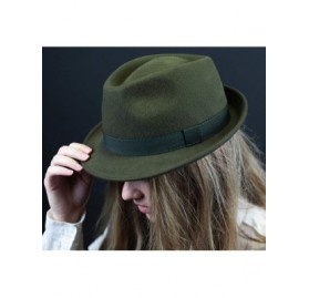 Fedoras Trilby Wool Felt Trilby Hat - Olive - CG1884TZXRY $24.84