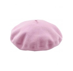Berets Solid Color Classic French Artist Beret Hat 100% Wool - Pink1 - CQ18I9AWAZ3 $7.97