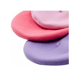 Berets Solid Color Classic French Artist Beret Hat 100% Wool - Pink1 - CQ18I9AWAZ3 $7.97