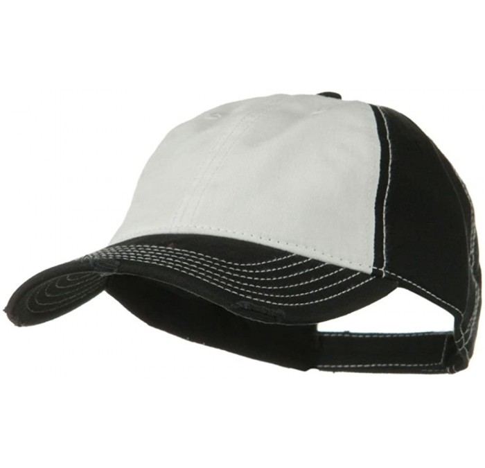 Baseball Caps Superior Garment Washed Cotton Twill Frayed Visor Cap - Black White - CO11918DF9H $22.04