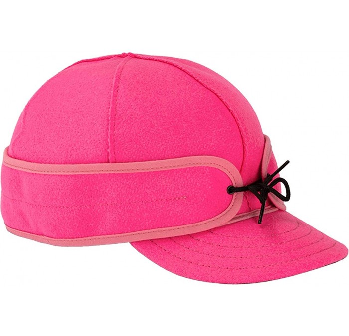 Newsboy Caps Original Kromer Cap - Winter Wool Hat with Earflap - Blaze Pink - CH12KKCH4CB $50.83