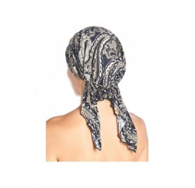 Skullies & Beanies Pre Tied Bandana Turban Chemo Head Scarf Sleep Hair Cover Hat - Paisley Navy - C918644MLXO $18.93