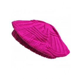 Berets Slouchy Knit Ivy Beret Hat - Fuchsia - CW11GQUVWI9 $12.15
