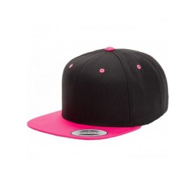 Baseball Caps Classic Wool Snapback with Green Undervisor Yupoong 6089 M/T - Black/Neon Pink - C212LC2JKH5 $12.12