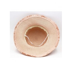 Sun Hats Women Straw Sun Protection Hat Travel Summer Beach Cap Gardening Foldable UPF Seashell/Bow Decoration - Pink - C418R...