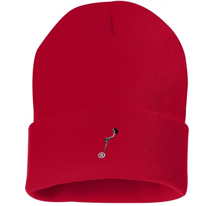 Skullies & Beanies Metal Detector Custom Personalized Embroidery Embroidered Beanie - Red - C312N37CP8W $30.78