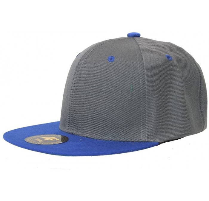 Baseball Caps New Two Tone Snapback Hat Cap - Grey Royal Blue - CY11B5O2QF9 $21.66