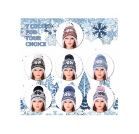Skullies & Beanies Women Girl Winter Hats Knit Soft Warm Earflap Hood Cozy Large Snowflake Beanie - Sky Blue - CK186HGG4XY $1...