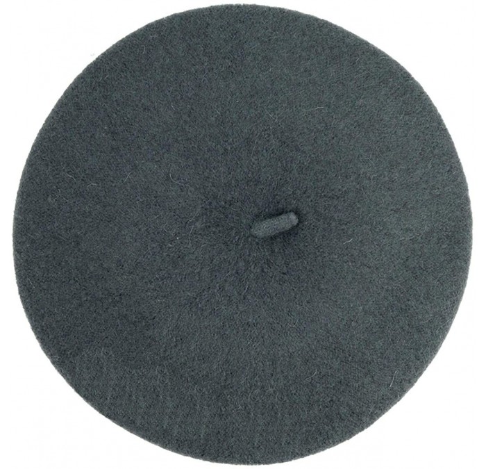 Berets Women's Ladies Solid Colored Classic French Wool Blend Beret Hat Cap - Charcoal Gray - C1187GEMH8S $34.36
