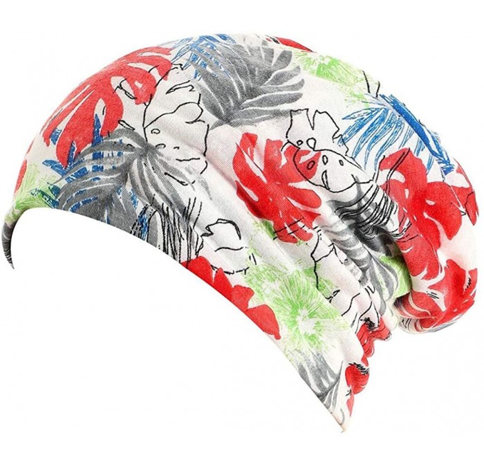 Skullies & Beanies Print Flower Cap Cancer Hats Beanie Stretch Casual Turbans for Women - Redleaf - CH198UEZYAW $19.08
