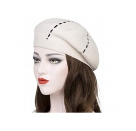 Berets Womens French Beret Hat Reversible Knitted Thickened Warm Cap for Ladies Girls - Mw - CL18I6IIDLC $11.46