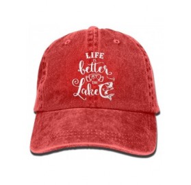 Baseball Caps Men and Women Life is Better at The Lake-1 Vintage Jeans Baseball Cap - Red - CB18EOXQ2YX $11.01