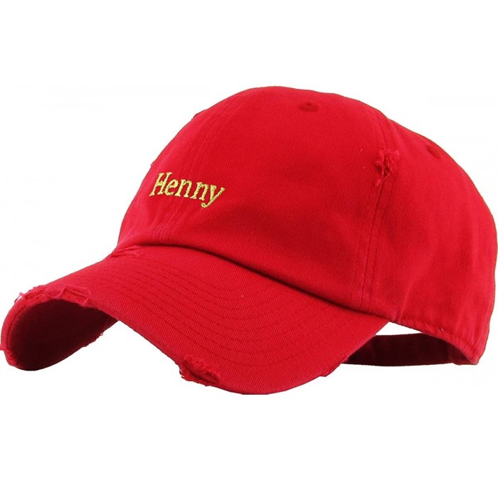 Baseball Caps Henny Leaf Fist Bottle Dad Hat Baseball Cap Polo Style Unconstructed - (5.3) Red Henny Vintage - CV12NV4NNCE $1...