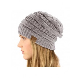 Skullies & Beanies Winter Trendy Soft Cable Knit Stretchy Warm Ribbed Beanie Skully Ski Hat Cap - Solid Gray - CK18IC7XEAN $1...