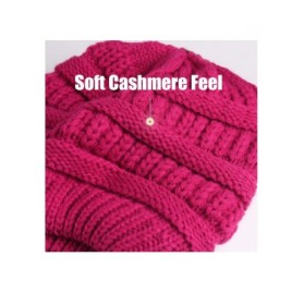 Skullies & Beanies Womens Winter Knit Slouchy Beanie Hat Warm Skull Ski Cap Faux Fur Pom Pom Hats for Women - CK18A8OWK40 $10.28