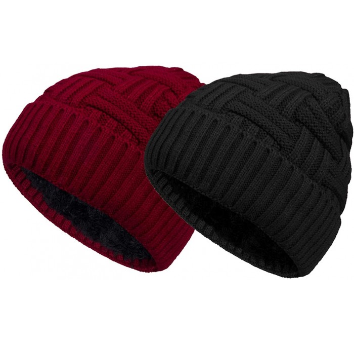 Skullies & Beanies 1-2 Pack Winter Hat Warm Knitted Wool Thick Baggy Slouchy Beanie Skull Cap for Men Women Gifts - C212OBEVP...