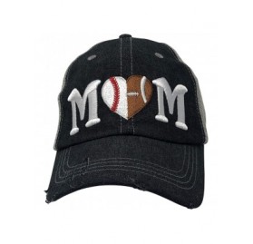 Baseball Caps Baseball Football Mom Embroidered Mesh Trucker Style Hat Cap Football MOM Baseball MOM Gift Mothers Day Dark Gr...