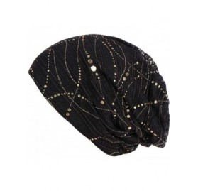 Skullies & Beanies Women Muslim Soft Hat- Lace Cross Bonnet Hijab Turban Hat Chemo Cap (Many Color for Choose) - Black - C518...