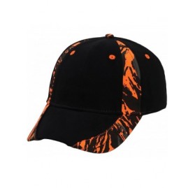 Baseball Caps Camoflage Piping Design Brushed Cotton Twill Low Profile Pro Style Cap Hat - Black/Orange - CF11NBRS3CX $13.25
