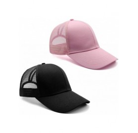 Baseball Caps Ponytail High Buns Ponycaps Baseball Adjustable - 2 Pack Black+pink - CQ18OZX8R58 $16.72