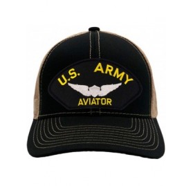 Baseball Caps US Army Aviator Hat/Ballcap Adjustable One Size Fits Most - Mesh-back Black & Tan - CY18ICCZD24 $20.87