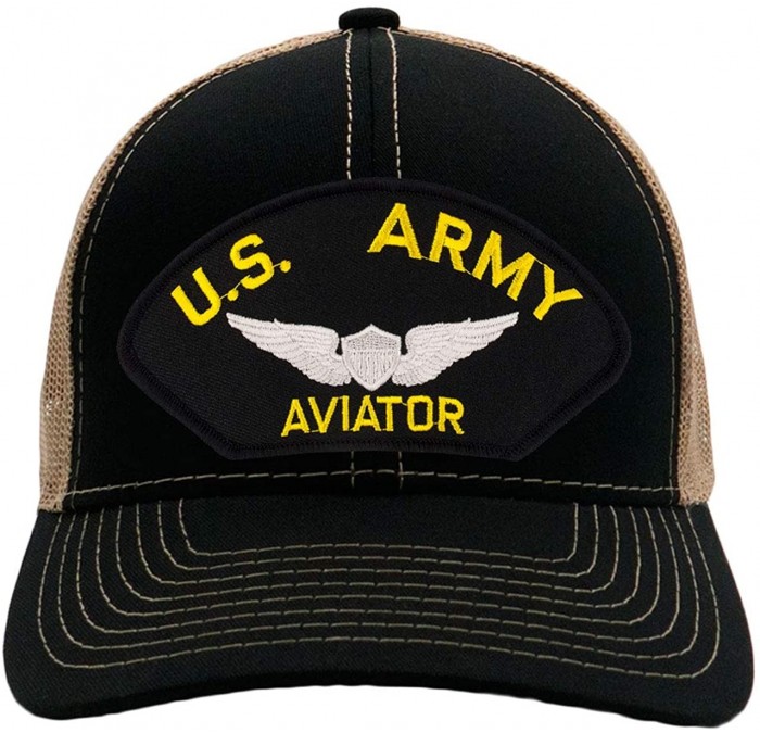 Baseball Caps US Army Aviator Hat/Ballcap Adjustable One Size Fits Most - Mesh-back Black & Tan - CY18ICCZD24 $43.49