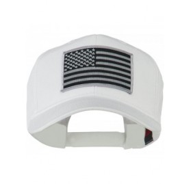 Baseball Caps Grey American Flag Patched High Profile Cap - White - CQ11ND5GJ2T $10.87