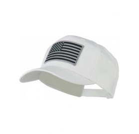 Baseball Caps Grey American Flag Patched High Profile Cap - White - CQ11ND5GJ2T $10.87