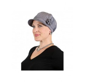 Newsboy Caps Newsboy Cap Summer Hats for Women Cotton Cancer Headwear Chemo Hair Loss Head Coverings Brighton - Charcoal Grey...