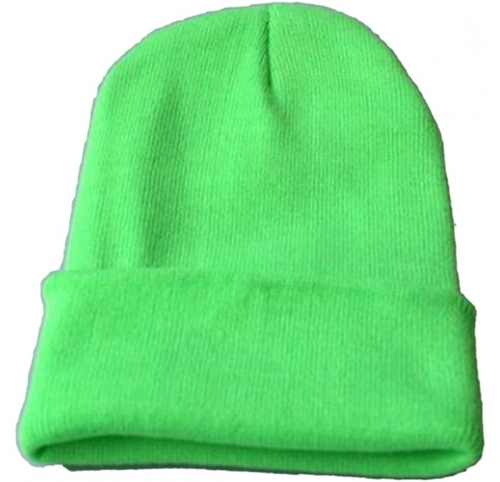 Skullies & Beanies Neutral Winter Fluorescent Knitted hat Knitting Skull Cap - Fluorescent Green - C7187W5NWQC $8.69