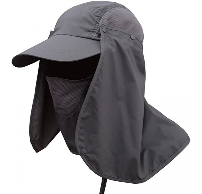 Sun Hats Fashion Summer Outdoor Sun Protection Fishing Cap Neck Face Flap Hat Wide Brim - Dark Grey - CS12ODMVTXQ $25.52