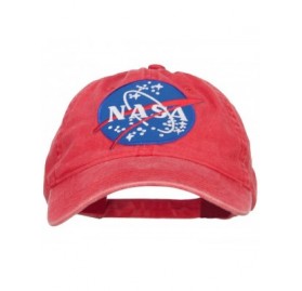 Baseball Caps Lunar Landing NASA Patched Washed Cap - Red - CA1208E8BO1 $21.04