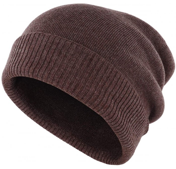 Skullies & Beanies Oversize Winter Beanie Hat - 30% Cashmere - Stretch Fitted - Coffee - C018Z2QAIU6 $13.98