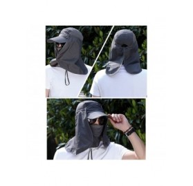 Sun Hats Fashion Summer Outdoor Sun Protection Fishing Cap Neck Face Flap Hat Wide Brim - Dark Grey - CS12ODMVTXQ $23.95