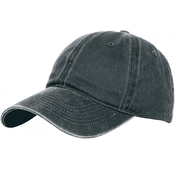 Baseball Caps Classic Unisex Baseball Cap Adjustable Washed Dyed Cotton Ball Hat - Black - CO183D9H79Y $10.80